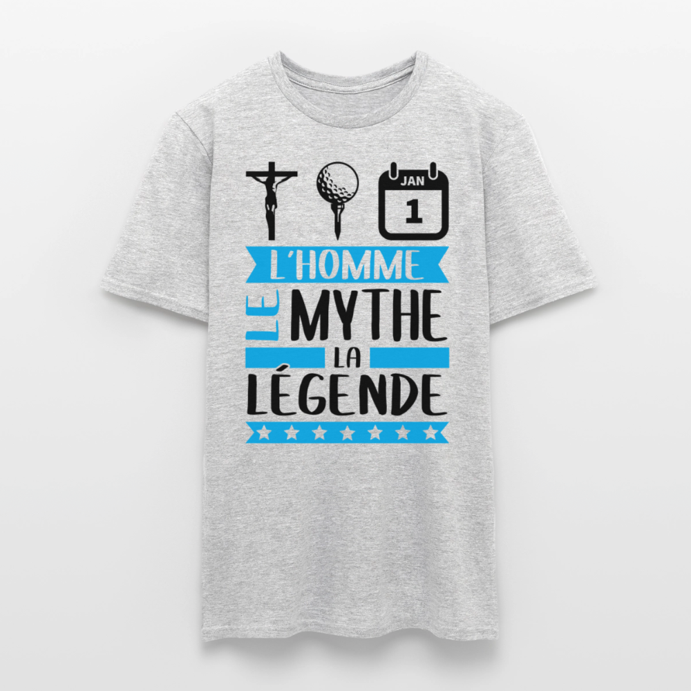 T-shirt homme coloris clair Christian rébus – L’homme, le mythe, la légende - gris chiné