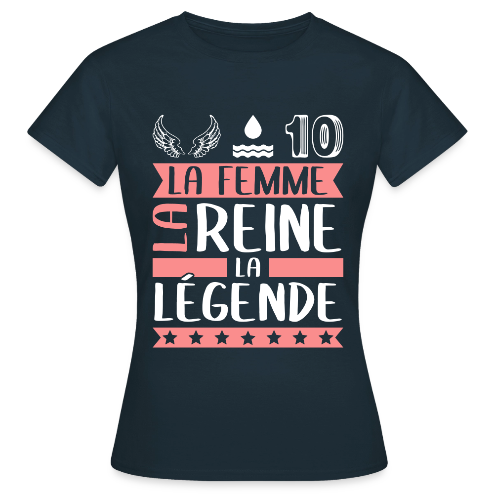 T-shirt femme Elodie rébus – La femme, la reine, la légende - marine