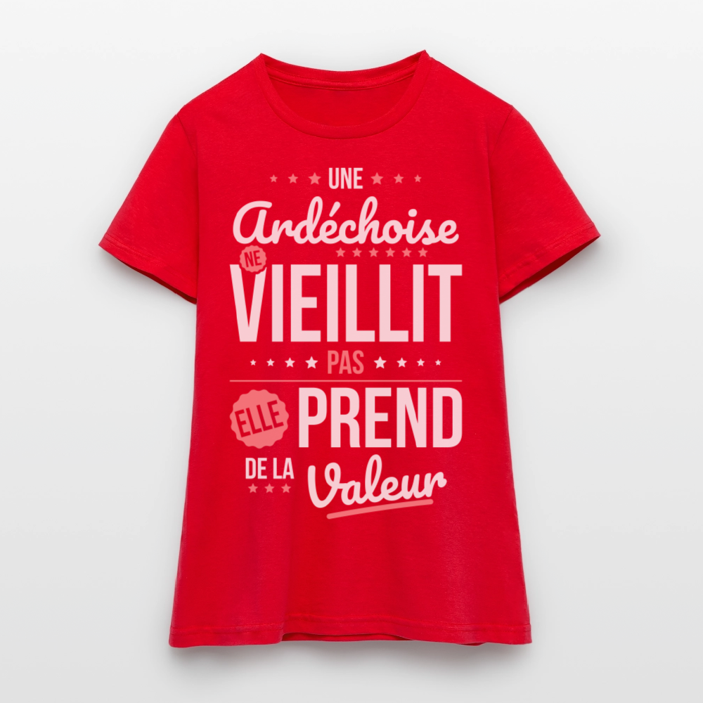 T-shirt Femme - Une Ardéchoise ne vieillit pas - rouge