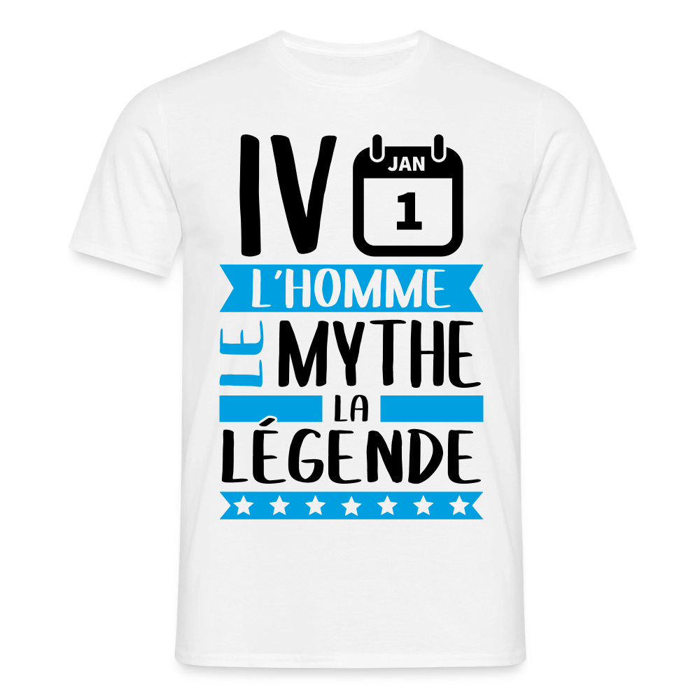 T-shirt homme coloris clair Yvan rébus – L’homme, le mythe, la légende - blanc