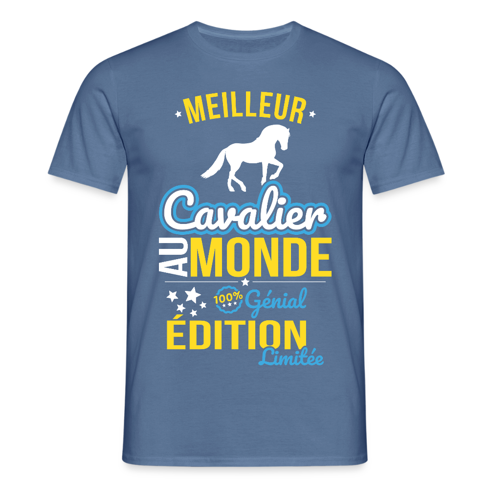 T-shirt Homme - Meilleur Cavalier au monde - 100% génial - bleu pigeon 
