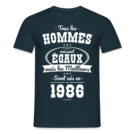 T-shirt anniversaire homme 40 ans – Les meilleurs sont nés en 1986 - marine