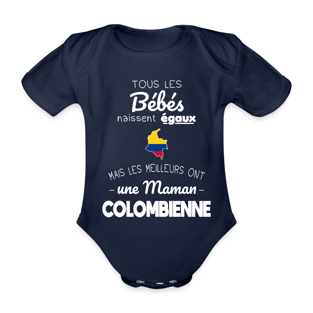 Body Bébé bio manches courtes - Les Meilleurs Ont Une Maman Colombienne - marine foncé