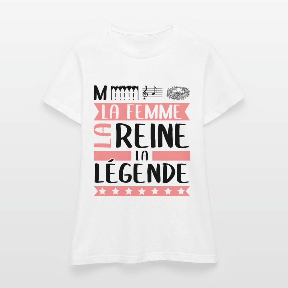 T-shirt femme coloris clair Mélanie rébus – La femme, la reine, la légende - blanc