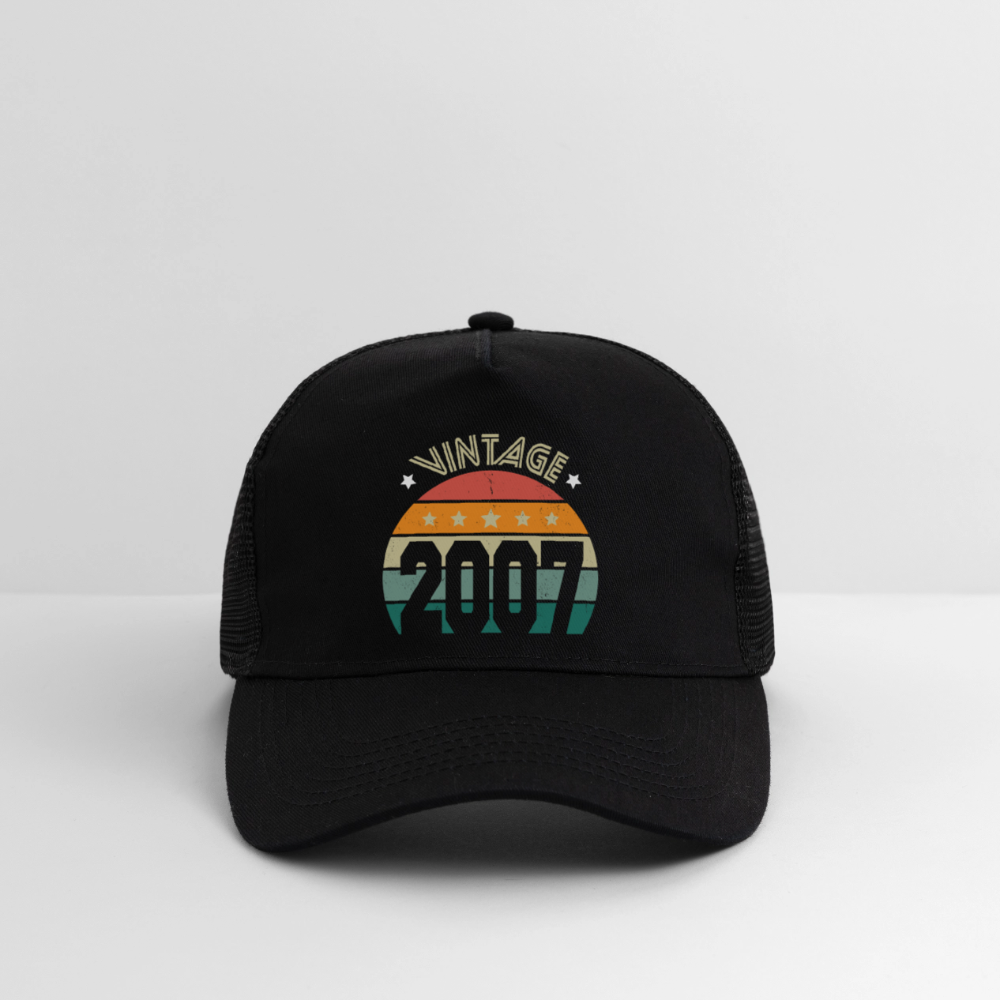 Casquette Trucker - Anniversaire 18 Ans - Vintage 2007 - noir/noir
