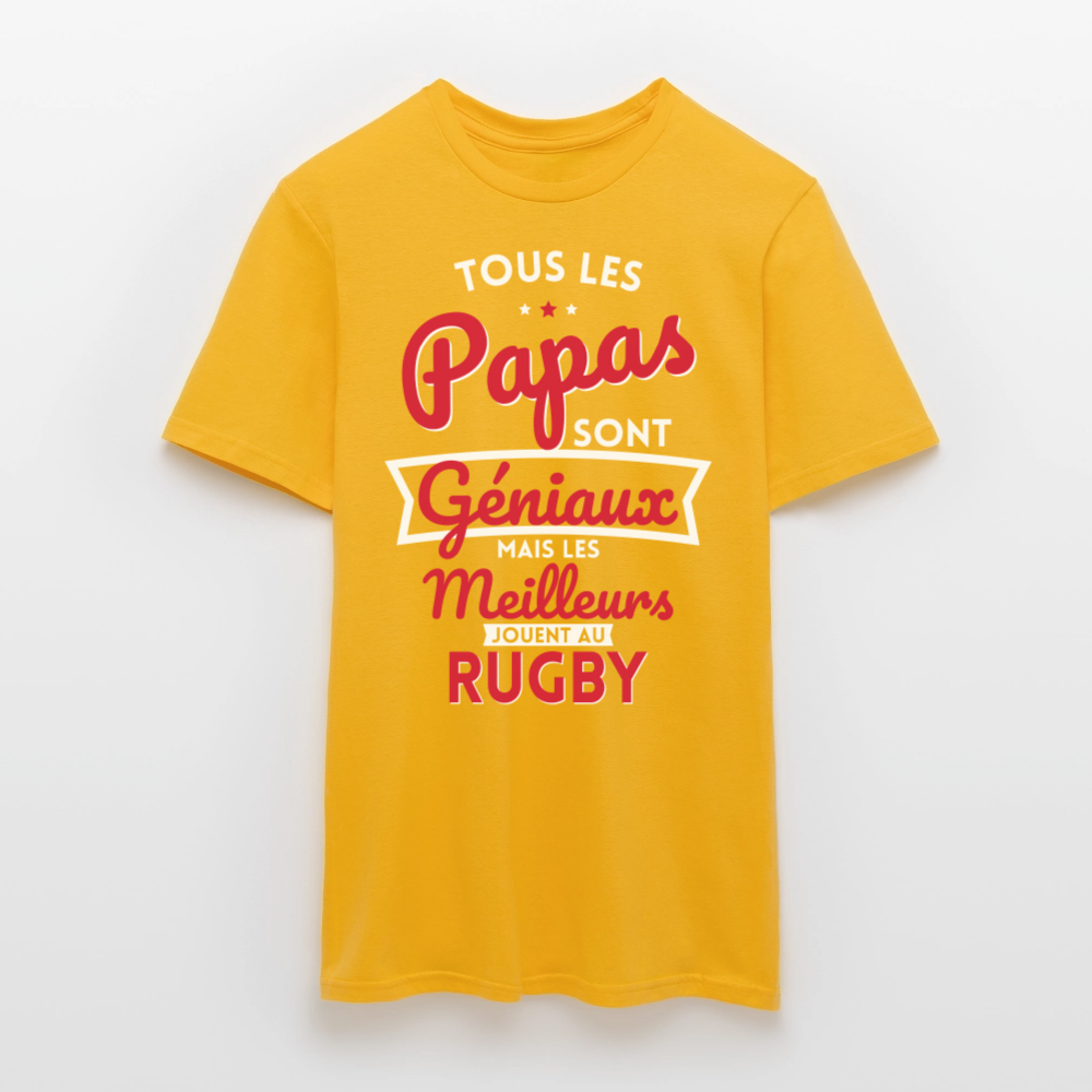 T-shirt Homme - Papas géniaux - Les meilleurs jouent au rugby - jaune