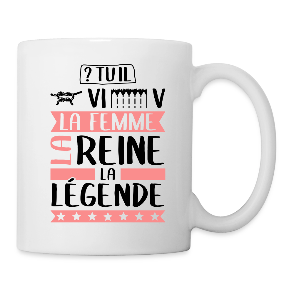 Mug blanc Geneviève rébus – La femme, la reine, la légende - blanc