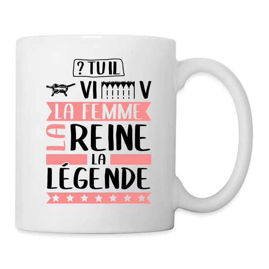 Mug blanc Geneviève rébus – La femme, la reine, la légende - blanc