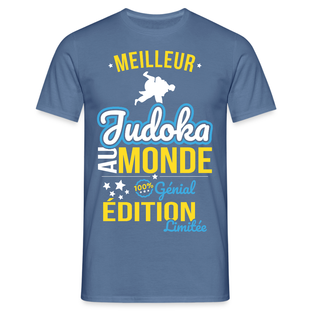 T-shirt Homme - Meilleur Judoka au monde - 100% génial - bleu pigeon 