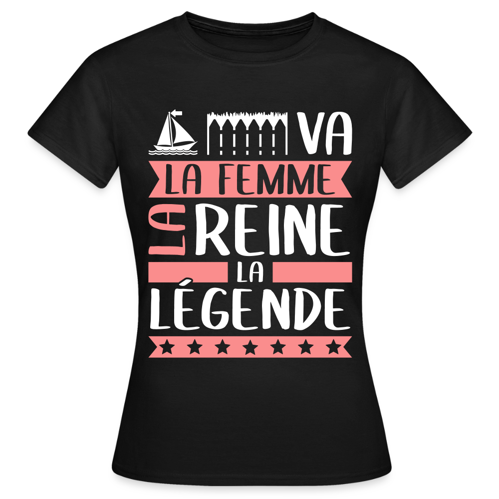 T-shirt femme Maëva rébus – La femme, la reine, la légende - noir