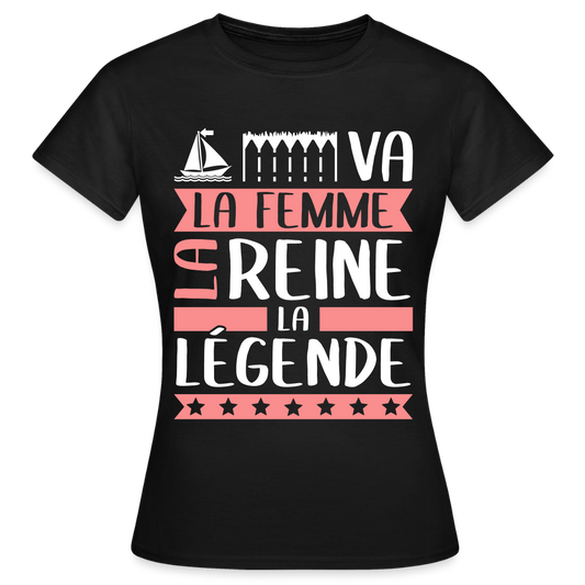 T-shirt femme Maëva rébus – La femme, la reine, la légende - noir