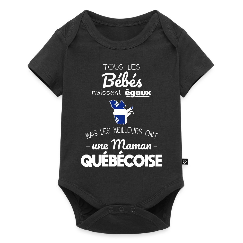 Body Bébé bio manches courtes - Les Meilleurs Ont Une Maman Québécoise - noir