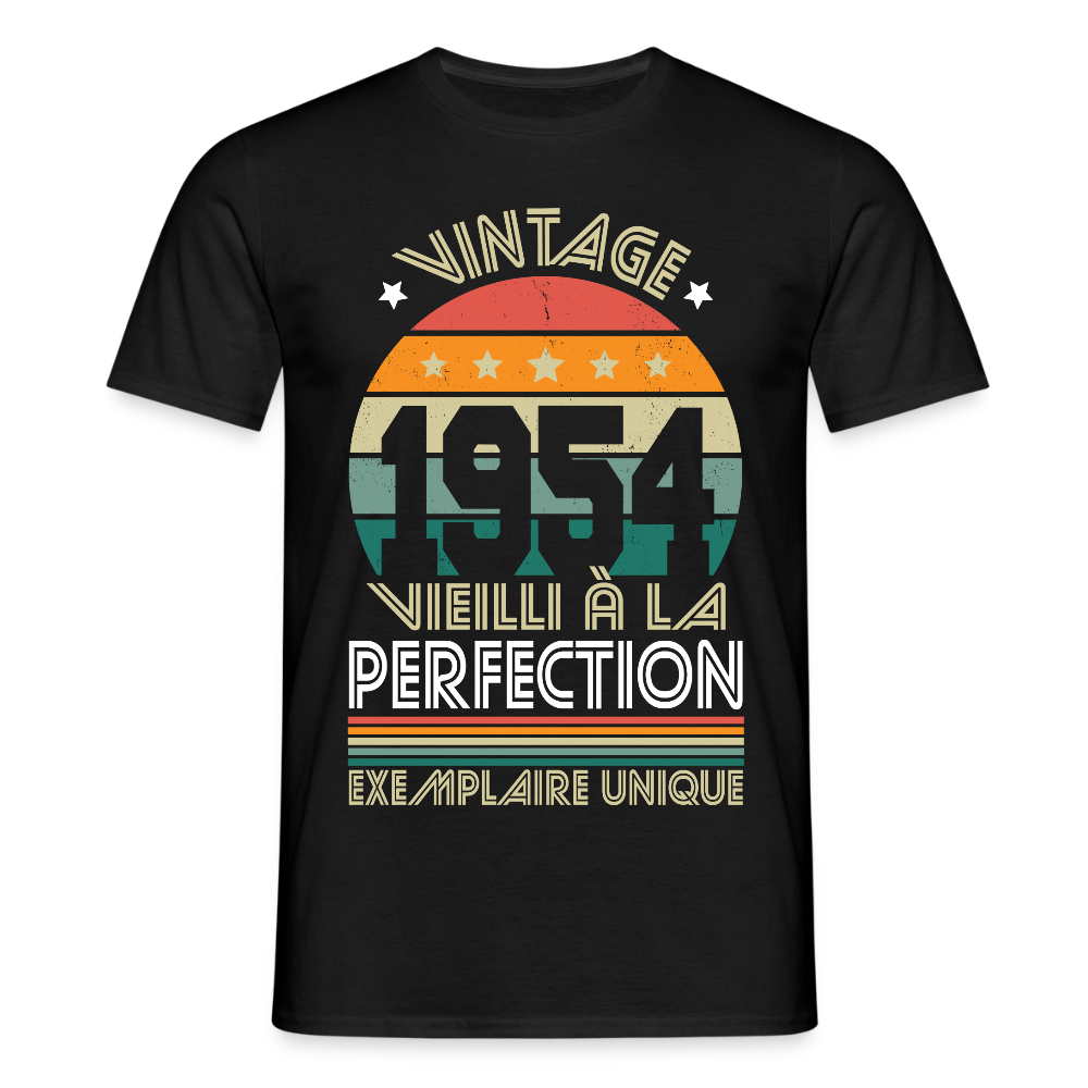 T-shirt Homme - Anniversaire 71 Ans - Vintage 1954 - noir