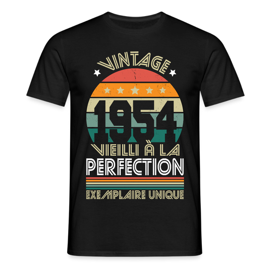T-shirt Homme - Anniversaire 71 Ans - Vintage 1954 - noir