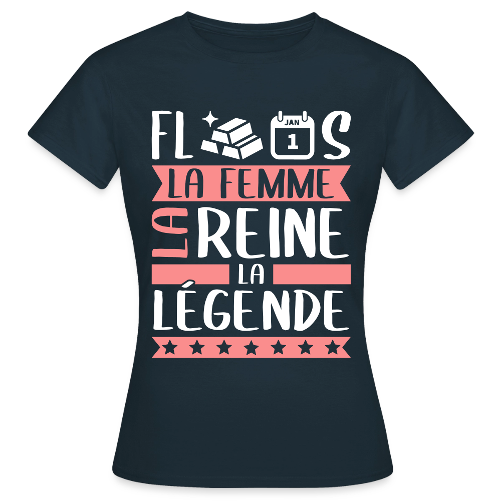 T-shirt femme Florence rébus – La femme, la reine, la légende - marine