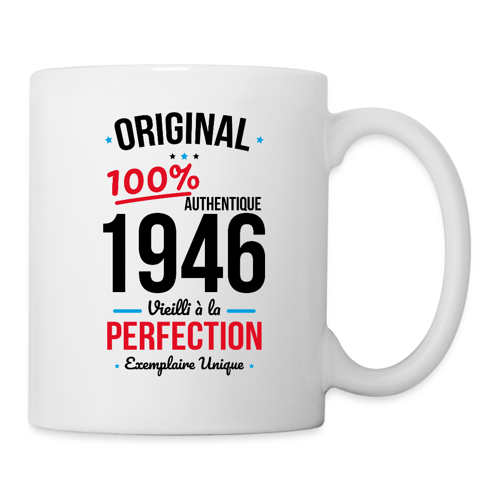 Mug blanc anniversaire 80 ans Homme – Original 1946 Authentique - blanc