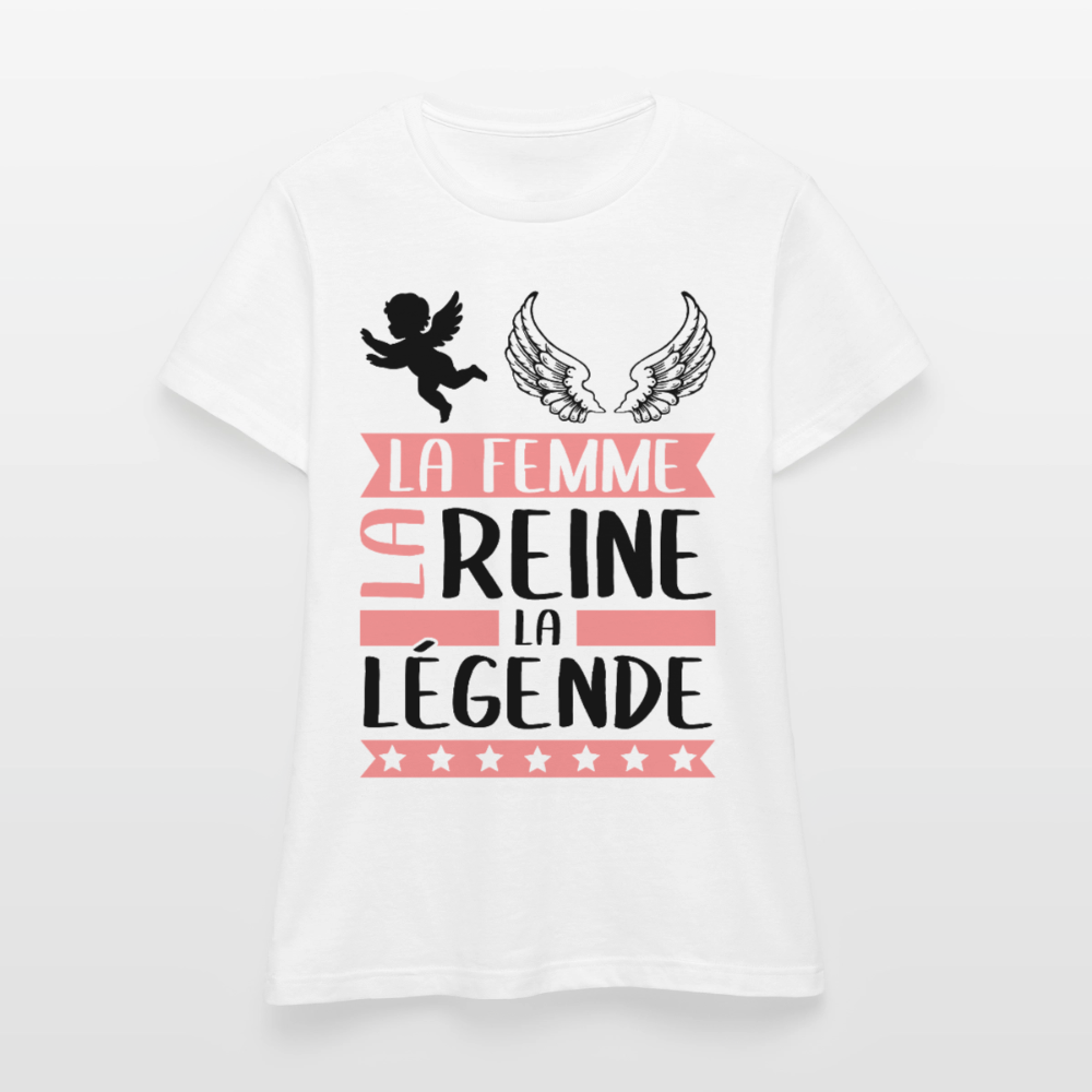 T-shirt femme coloris clair Angèle rébus – La femme, la reine, la légende - blanc