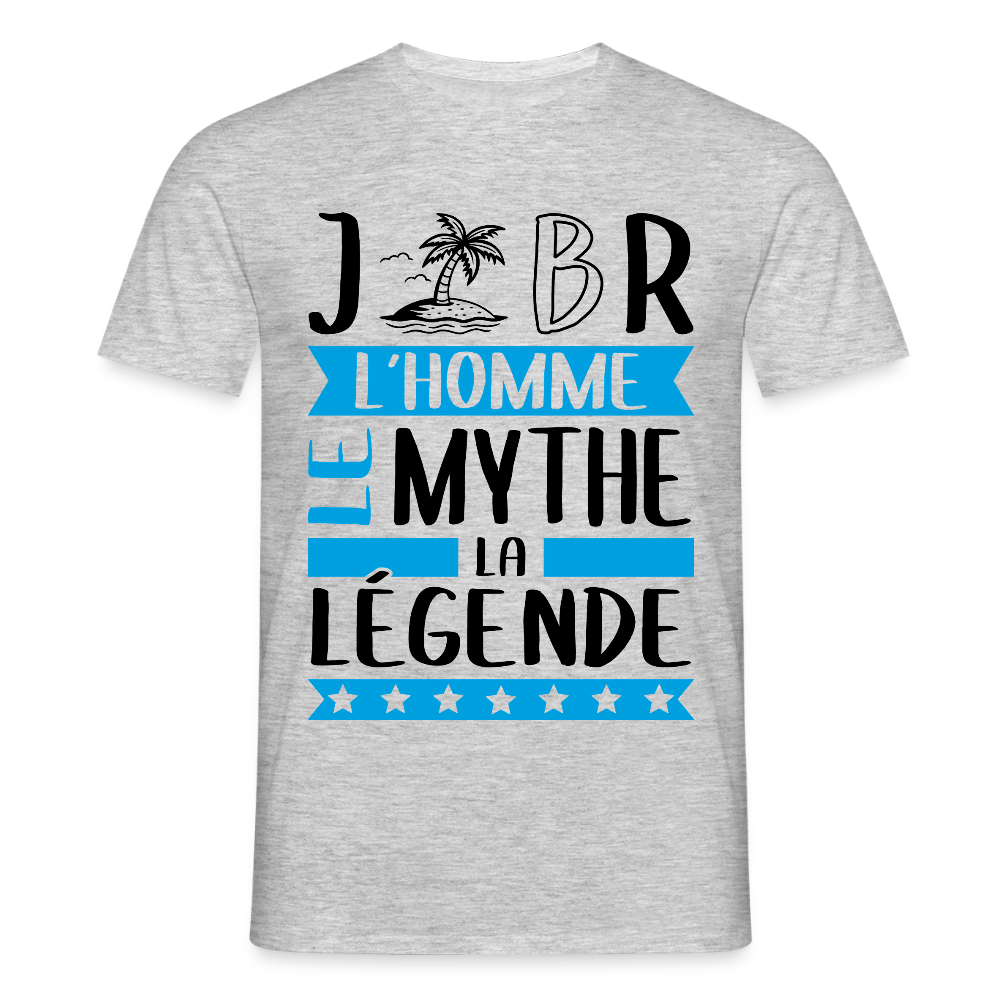 T-shirt homme coloris clair Gilbert en rébus – L’homme, le mythe, la légende - gris chiné