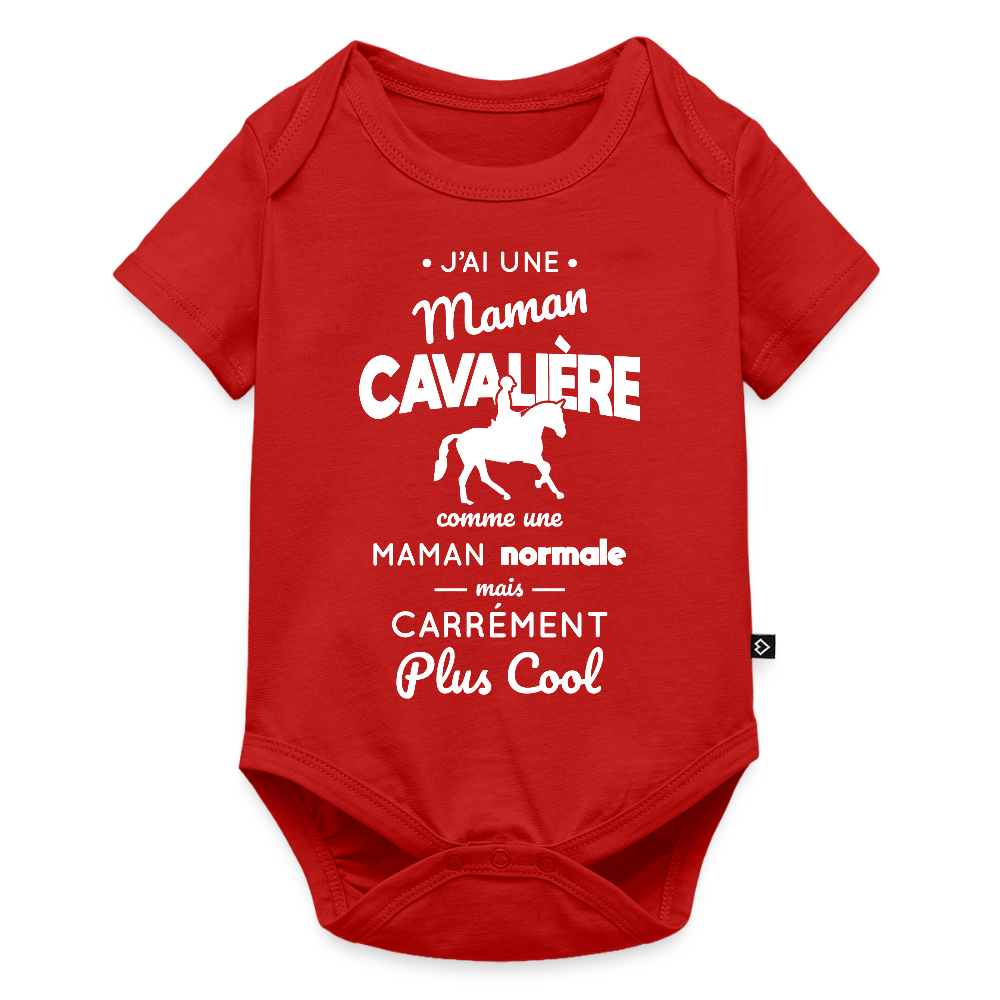 Body Bébé bio manches courtes - J'ai une maman cavalière - rouge