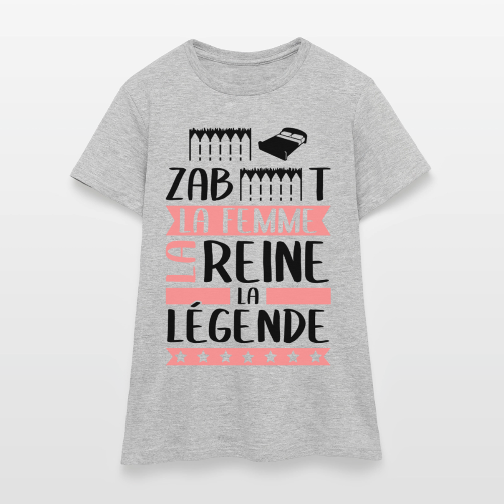 T-shirt femme coloris clair Elisabeth rébus – La femme, la reine, la légende - gris chiné