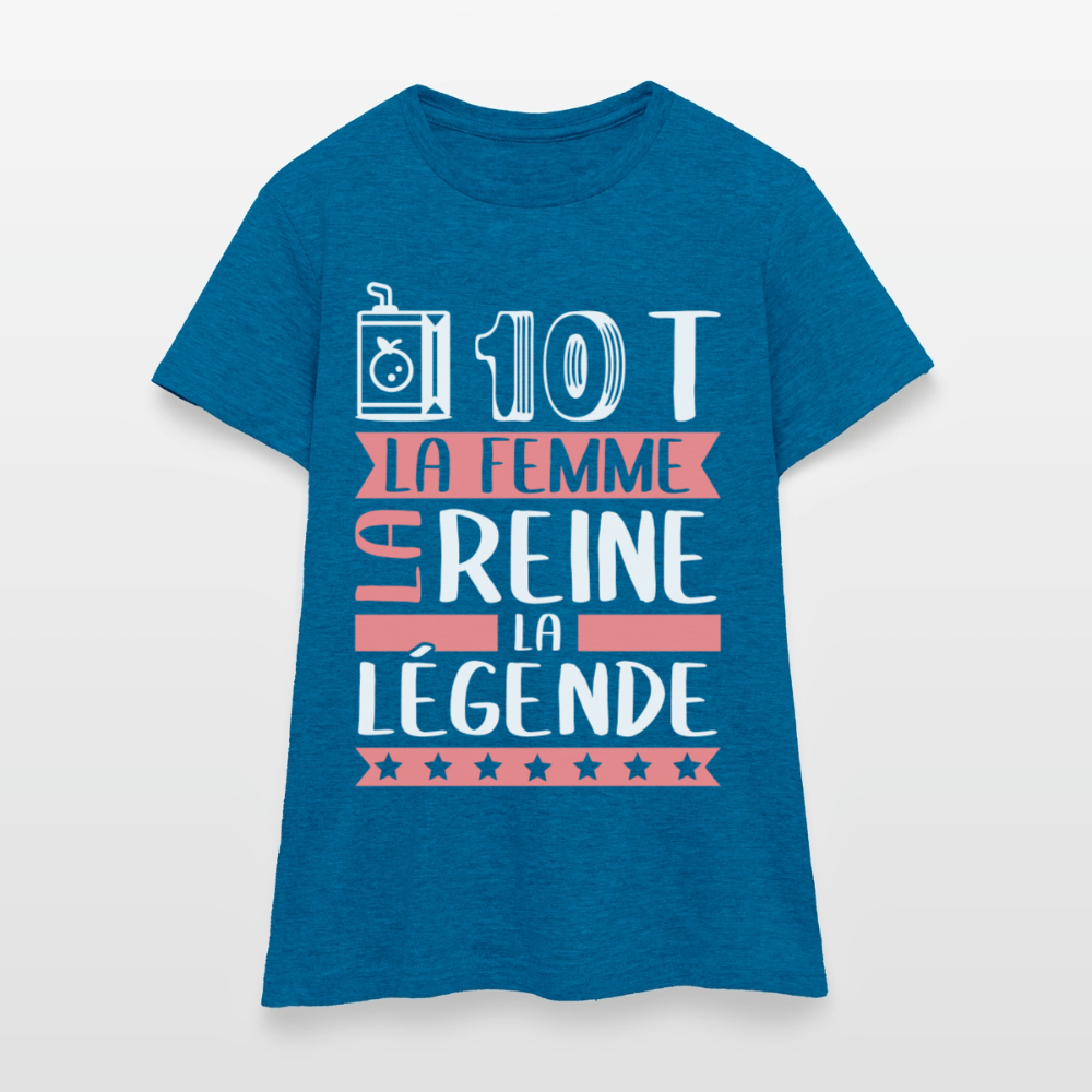 T-shirt femme Judith rébus – La femme, la reine, la légende - bleu saphir antique chiné