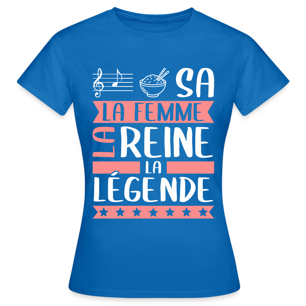 T-shirt femme Larissa rébus – La femme, la reine, la légende - bleu royal