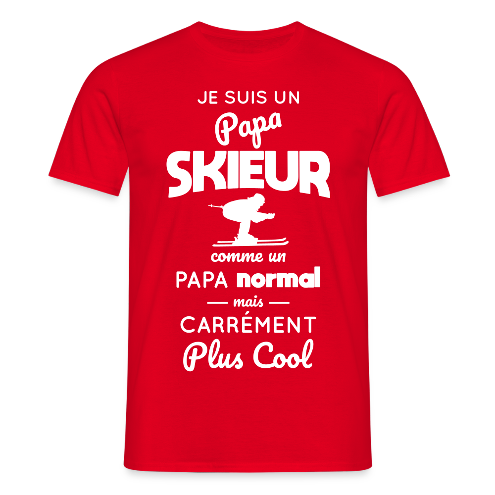 T-shirt Homme - Papa skieur plus cool - rouge