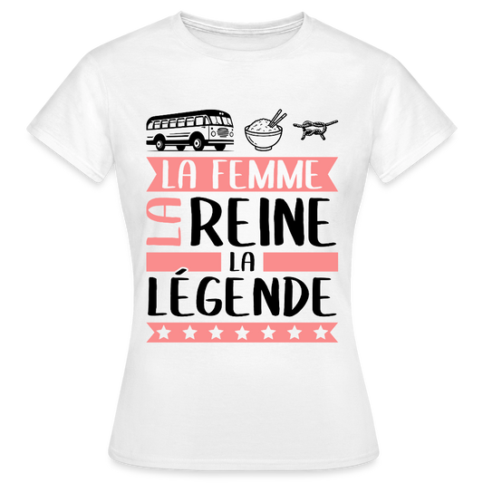 T-shirt femme coloris clair Karine rébus – La femme, la reine, la légende - blanc