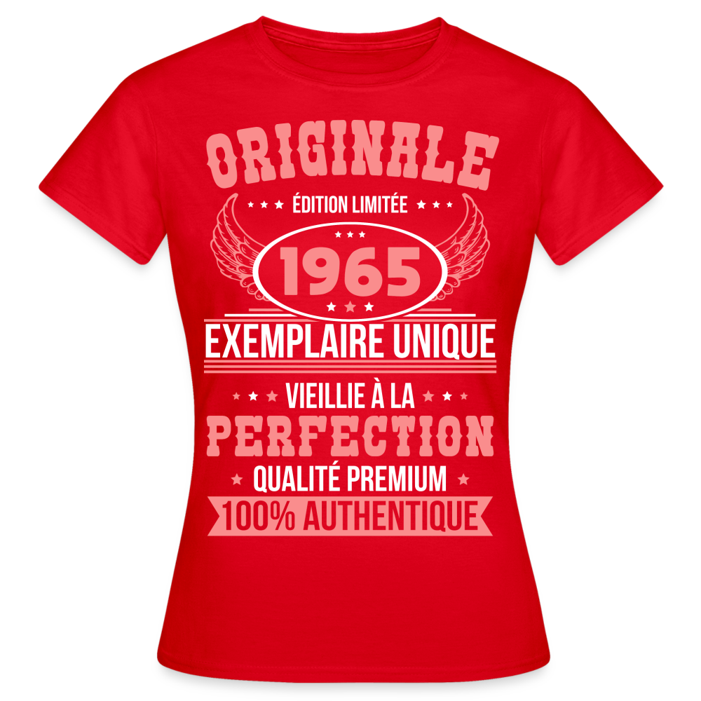 T-shirt Femme - Anniversaire 60 Ans - Originale 1965 - rouge