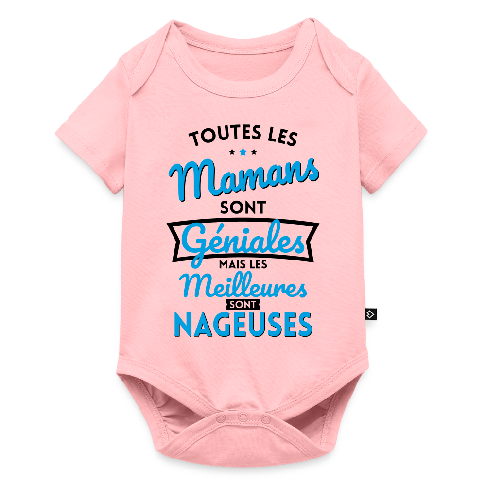 Body Bébé bio manches courtes - Mamans géniales - Les meilleures sont nageuses - rose