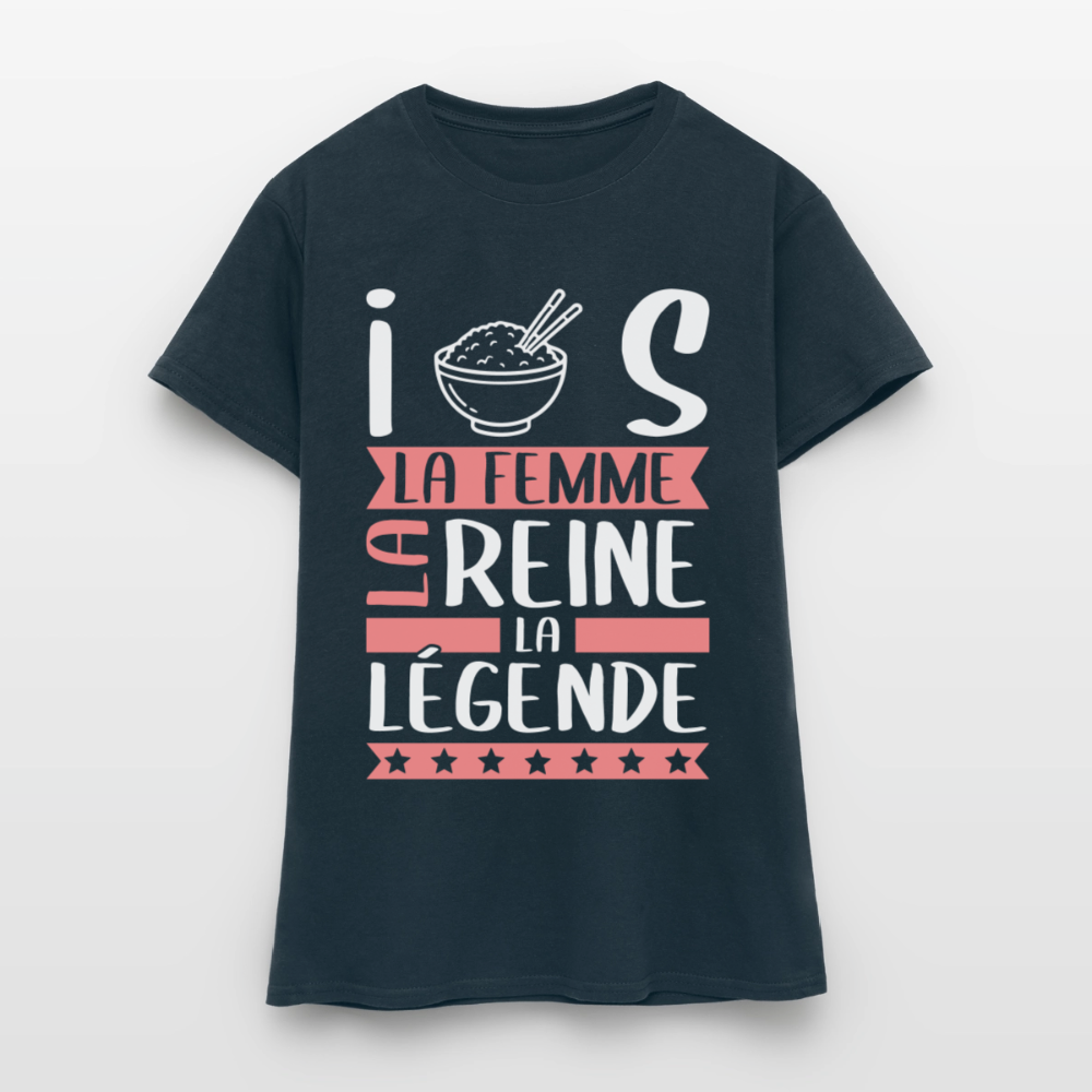 T-shirt femme Iris rébus – La femme, la reine, la légende - marine