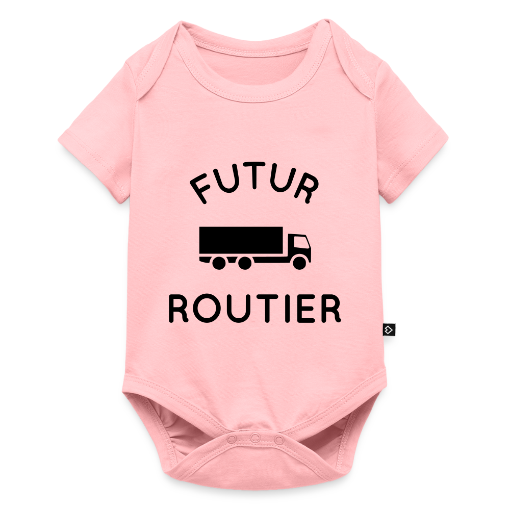 Body Bébé bio manches courtes - Futur routier - rose