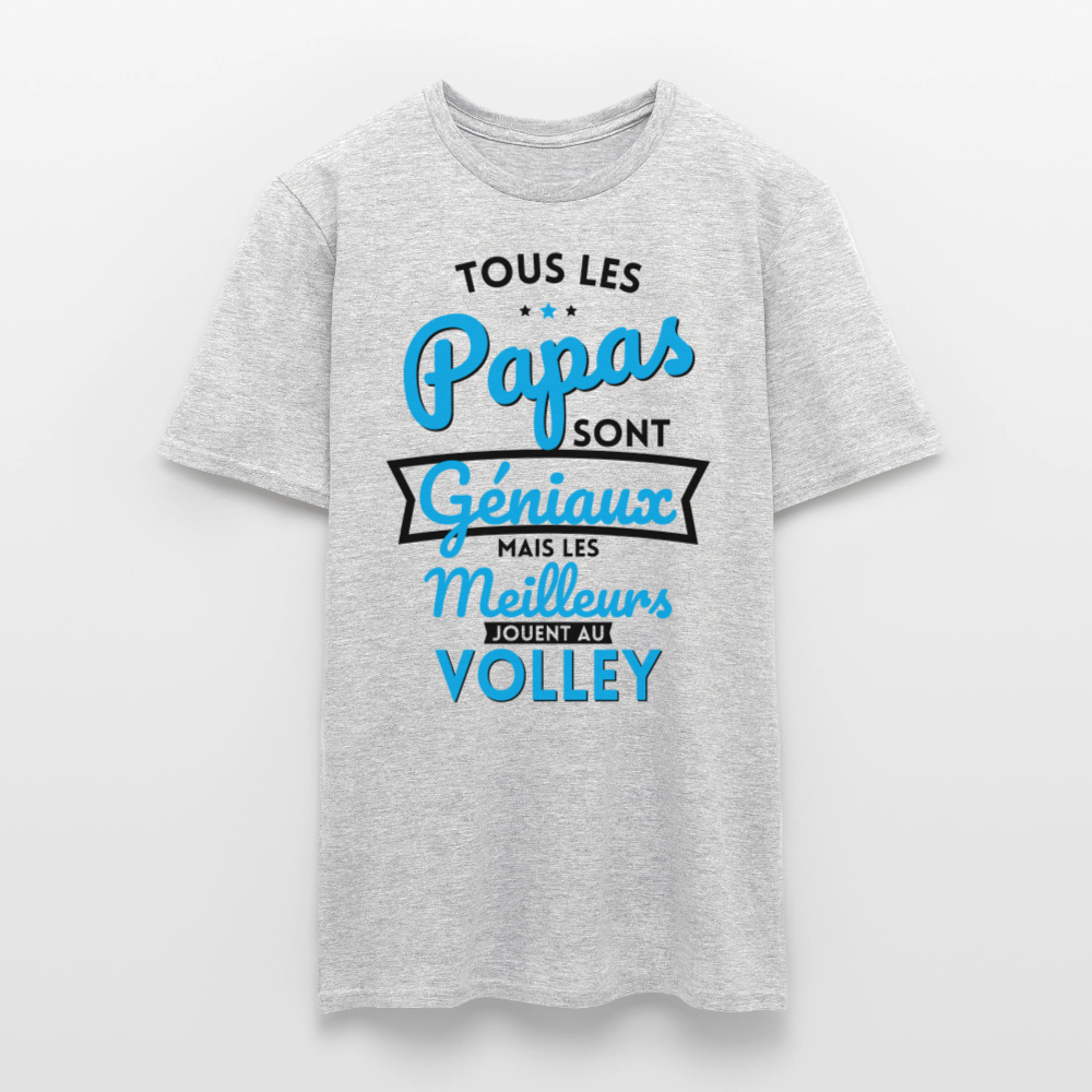 T-shirt Homme - Papas géniaux - Les meilleurs jouent au volley - gris chiné