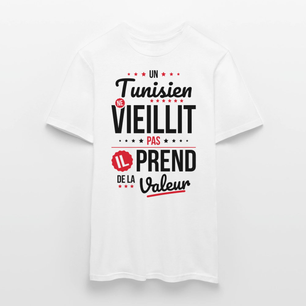 T-shirt Homme - Un Tunisien ne vieillit pas - blanc