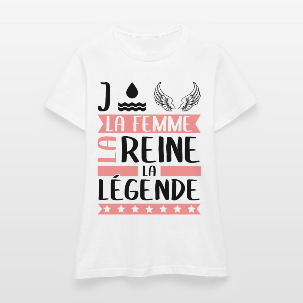 T-shirt femme coloris clair Joëlle rébus – La femme, la reine, la légende - blanc