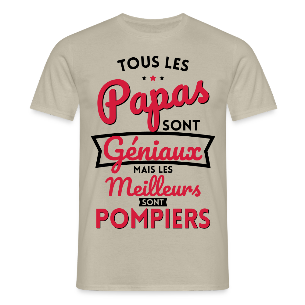 T-shirt Homme - Papas géniaux - Les meilleurs sont pompiers - beige sable