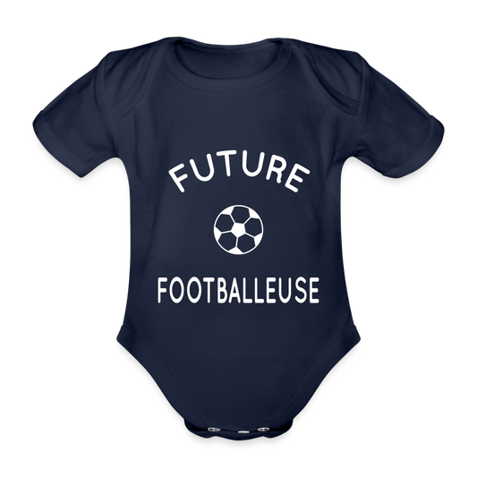 Body Bébé bio manches courtes - Future footballeuse - marine foncé