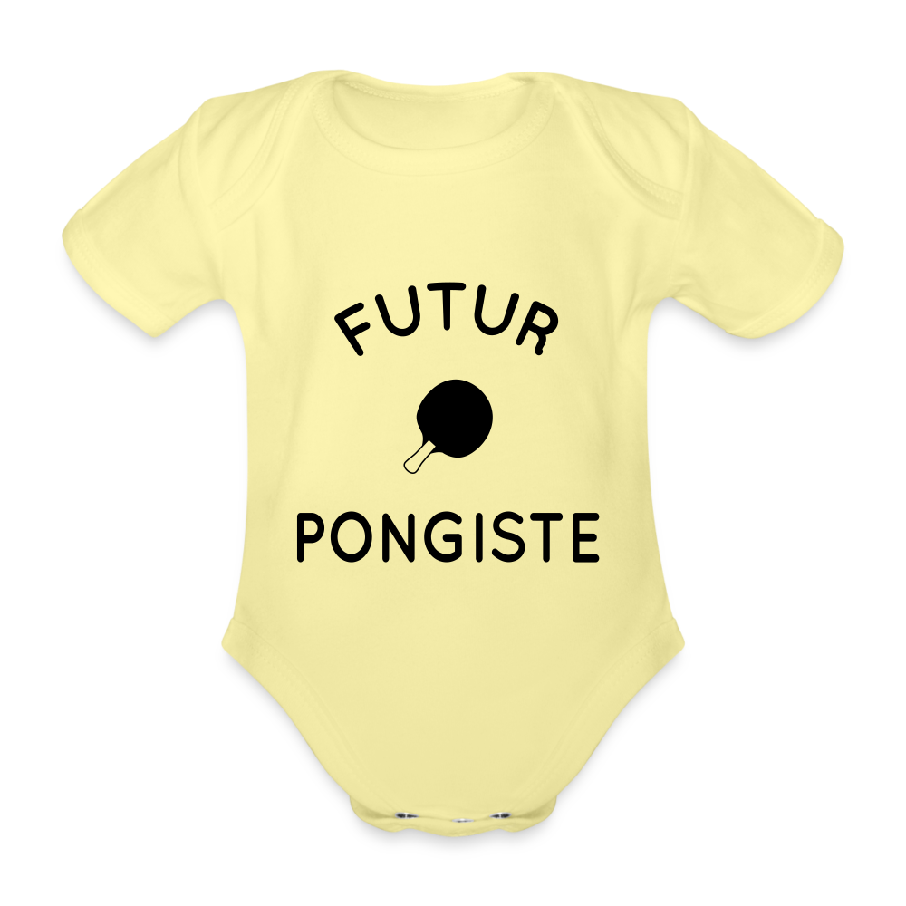 Body Bébé bio manches courtes - Futur pongiste - jaune délavé