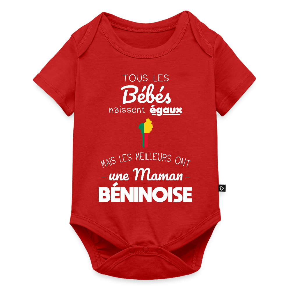 Body Bébé bio manches courtes - Les Meilleurs Ont Une Maman Béninoise - rouge