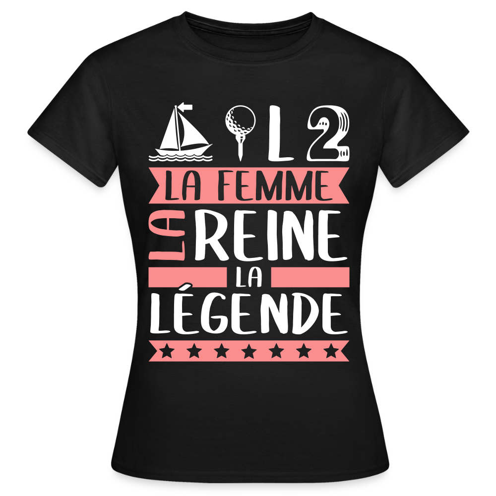 T-shirt femme Mathilde rébus – La femme, la reine, la légende - noir