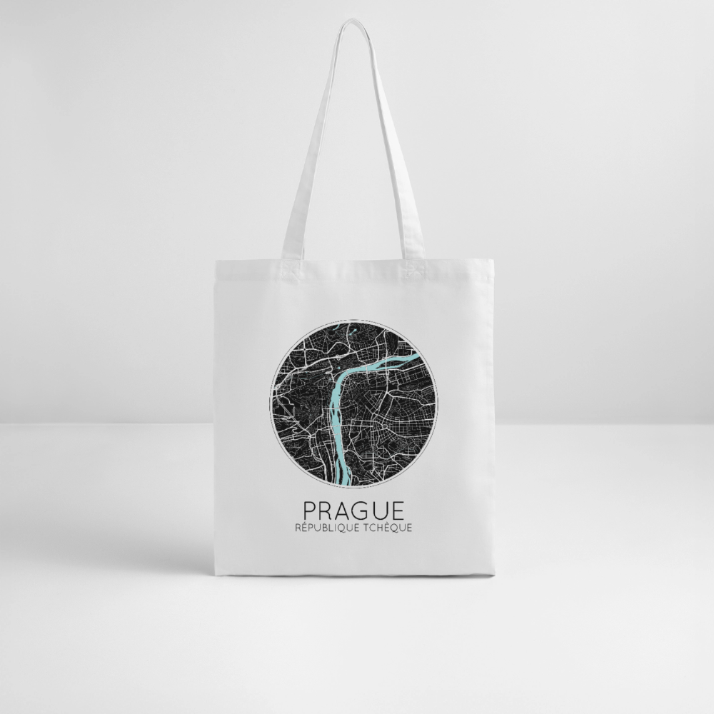 Tote Bag Prague Bio Coloris Clair – Plan de Prague - blanc