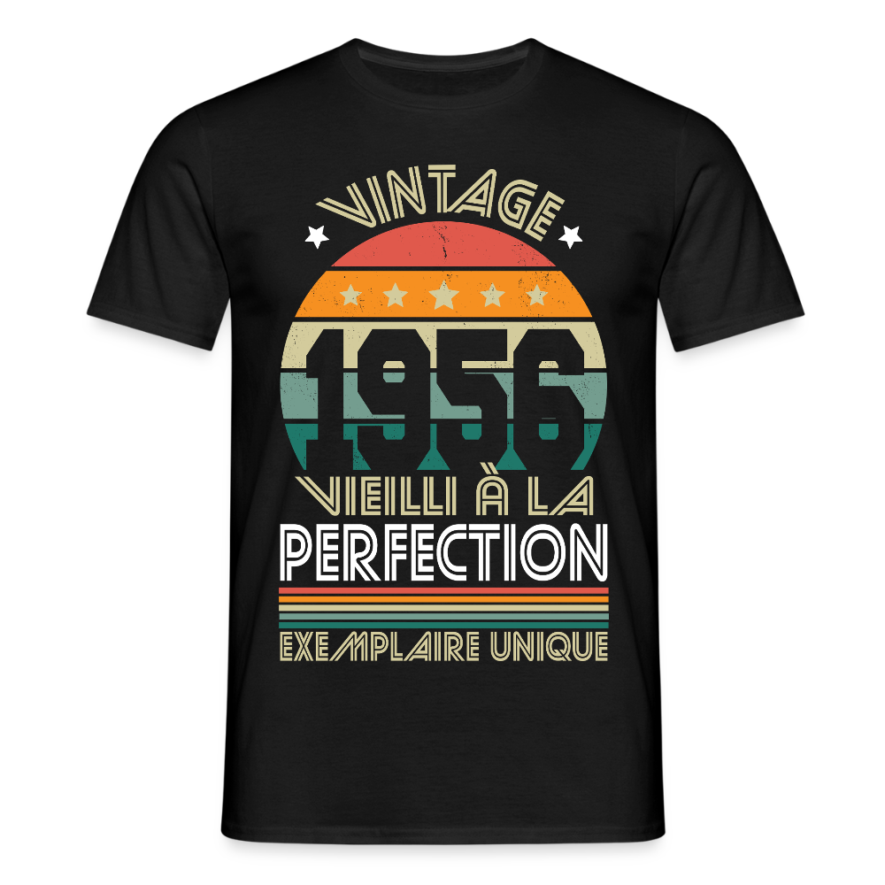 T-shirt anniversaire homme 70 ans – Vintage 1956 - noir