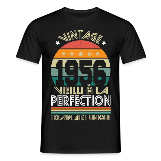 T-shirt anniversaire homme 70 ans – Vintage 1956 - noir
