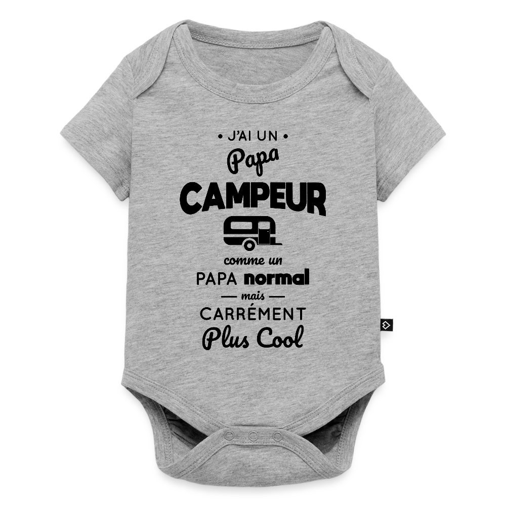 Body Bébé bio manches courtes - J'ai un papa campeur - gris chiné