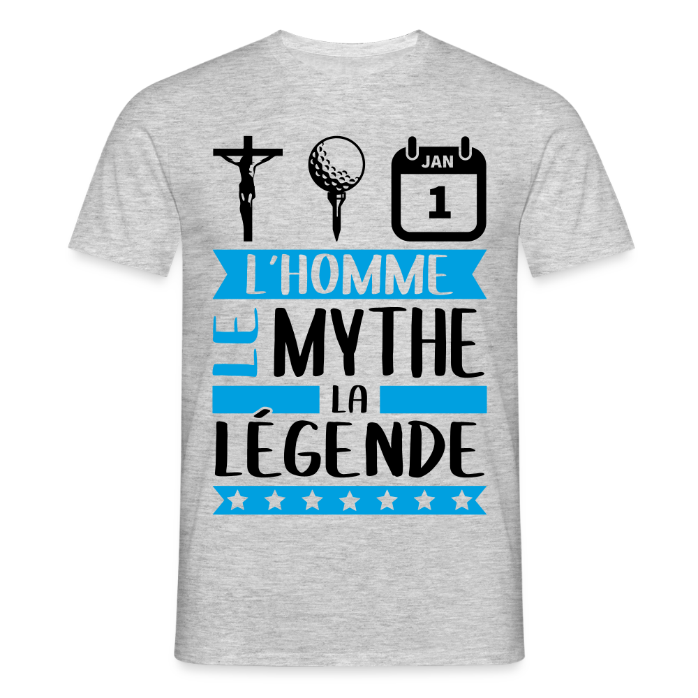 T-shirt homme coloris clair Christian rébus – L’homme, le mythe, la légende - gris chiné