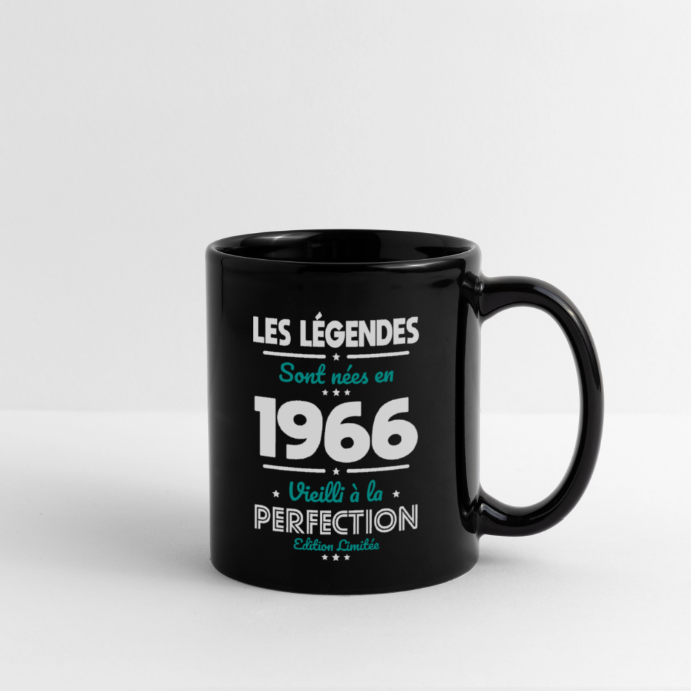 Mug anniversaire noir homme 60 ans – Les légendes sont nées en 1966 - noir