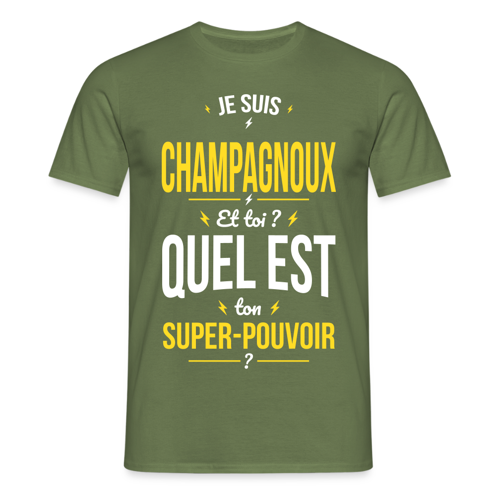 T-shirt Homme - Je suis Champagnoux -  Super-pouvoir - vert militaire