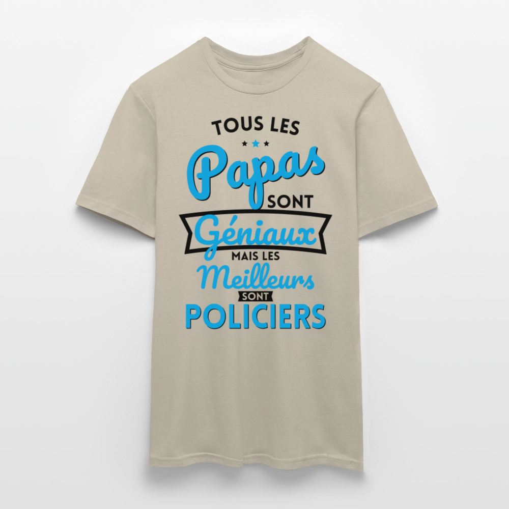 T-shirt Homme - Papas géniaux - Les meilleurs sont policiers - beige sable