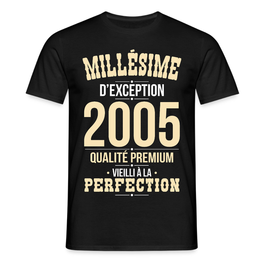 T-shirt Homme - Anniversaire 20 Ans - Millésime 2005 - noir