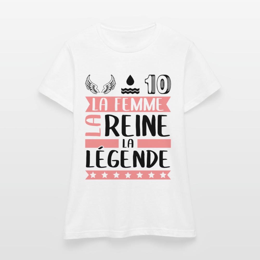 T-shirt femme coloris clair Elodie rébus – La femme, la reine, la légende - blanc